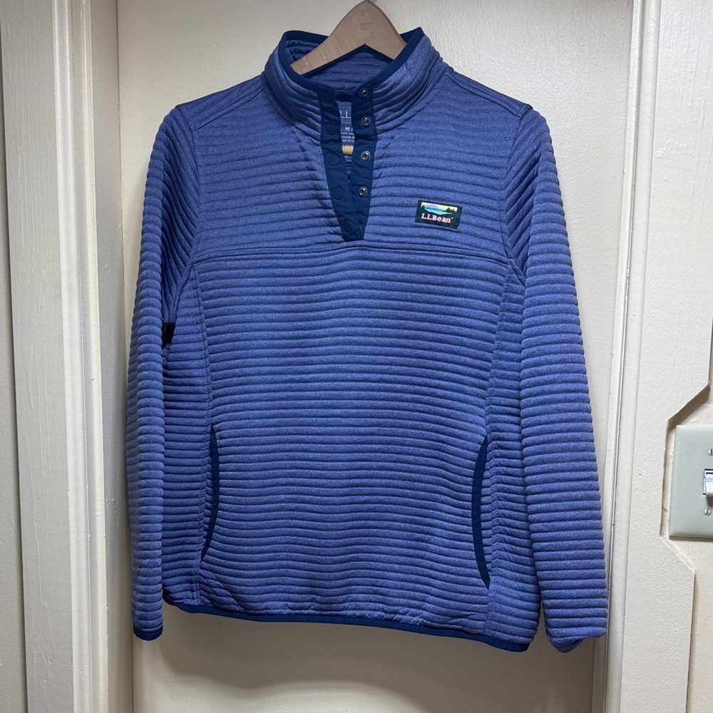 L.L. Bean Men's Blue Ribbed Zip-Up Sweater